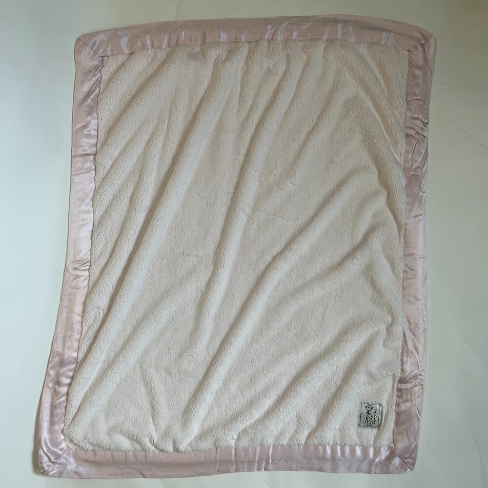 Little Giraffe Plush Luxe Faux Fur Pink Baby Blanket Satin Trim Made in USA